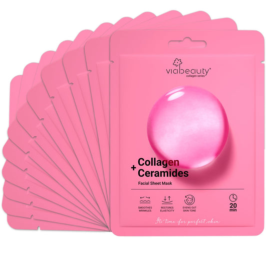 VIABEAUTY front packaging showing 12 collagen masks and convenient box