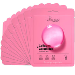 VIABEAUTY front packaging showing 12 collagen masks and convenient box