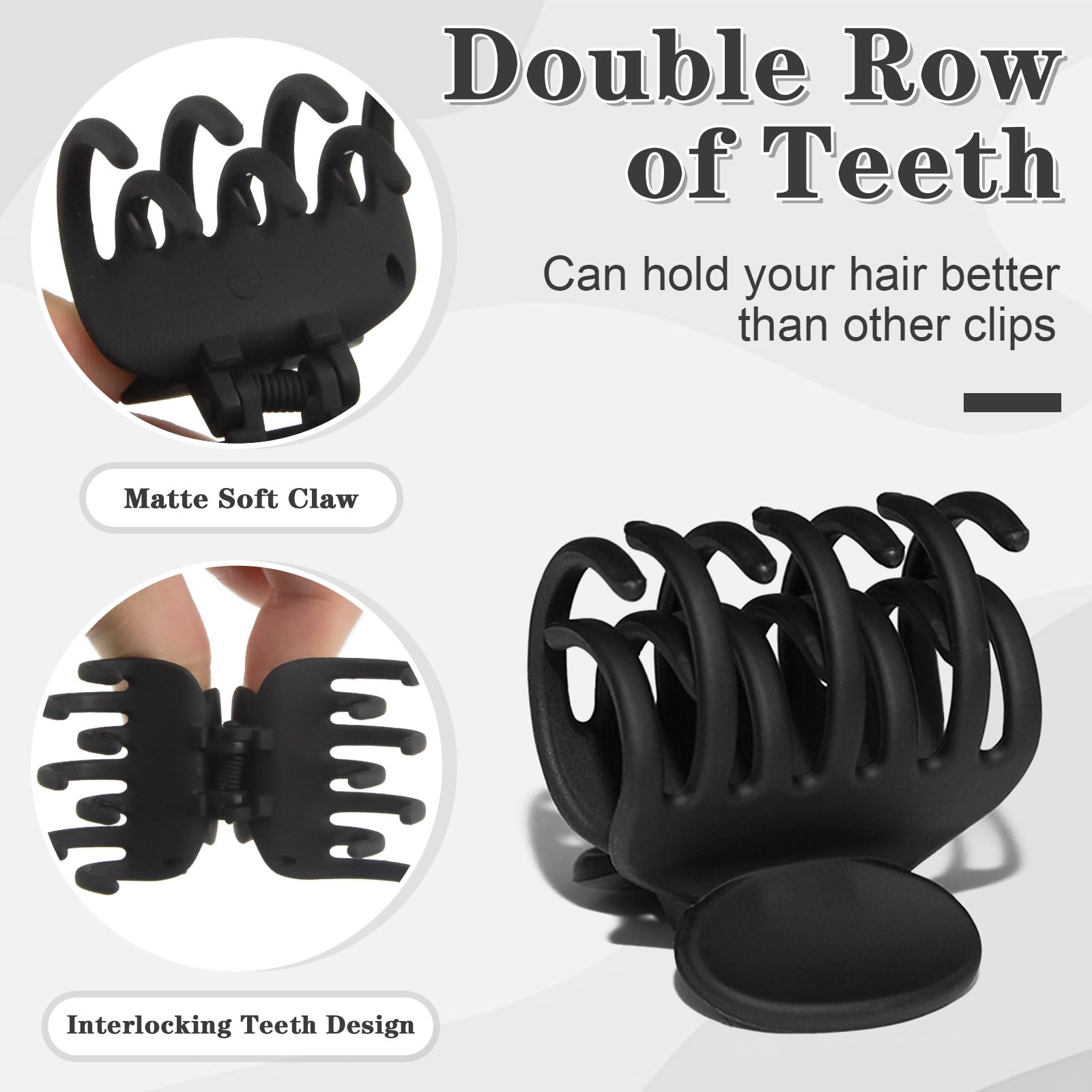 Viabty close-up of double-row teeth highlighting firm grip on thin hair
