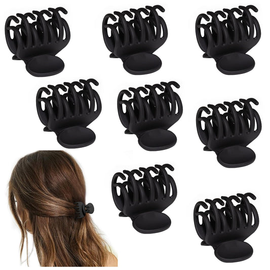 Viabty front view of eight black matte clips showing compact set and storage benefit