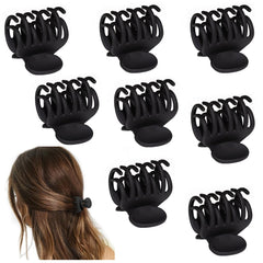 Viabty front view of eight black matte clips showing compact set and storage benefit