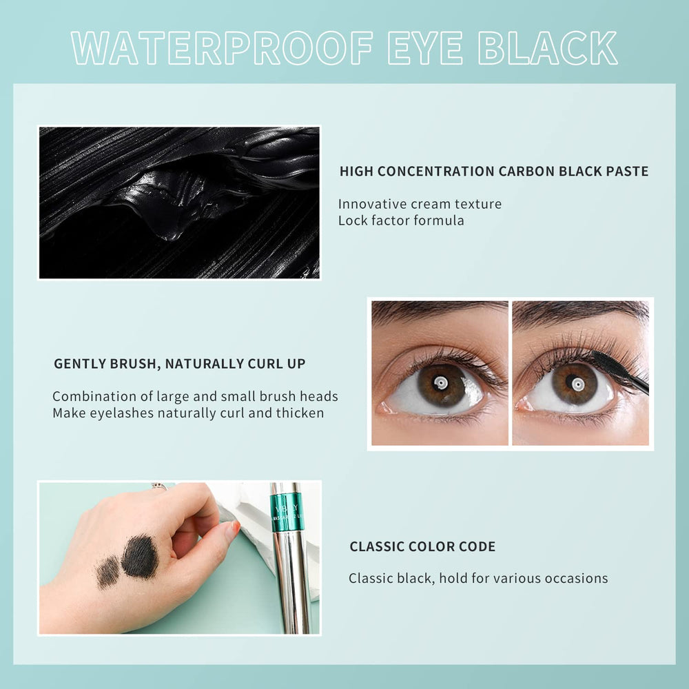 VIBELY mascara on wand showing bristle design, ensures clump-free application
