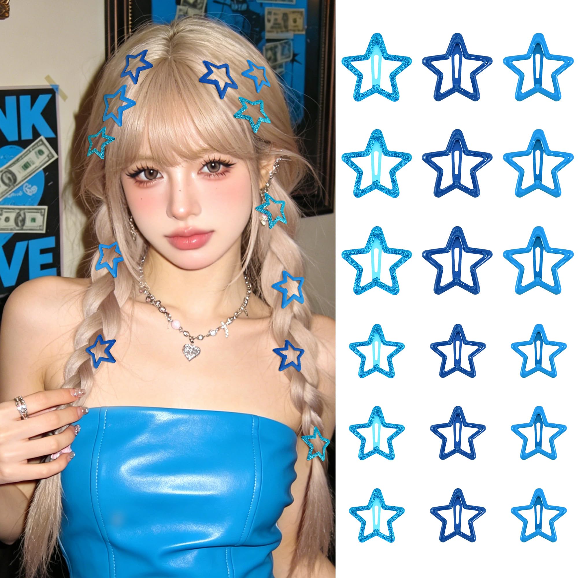 VIBILIA front packaging showing 18 blue star clips, organized for easy selection and styling