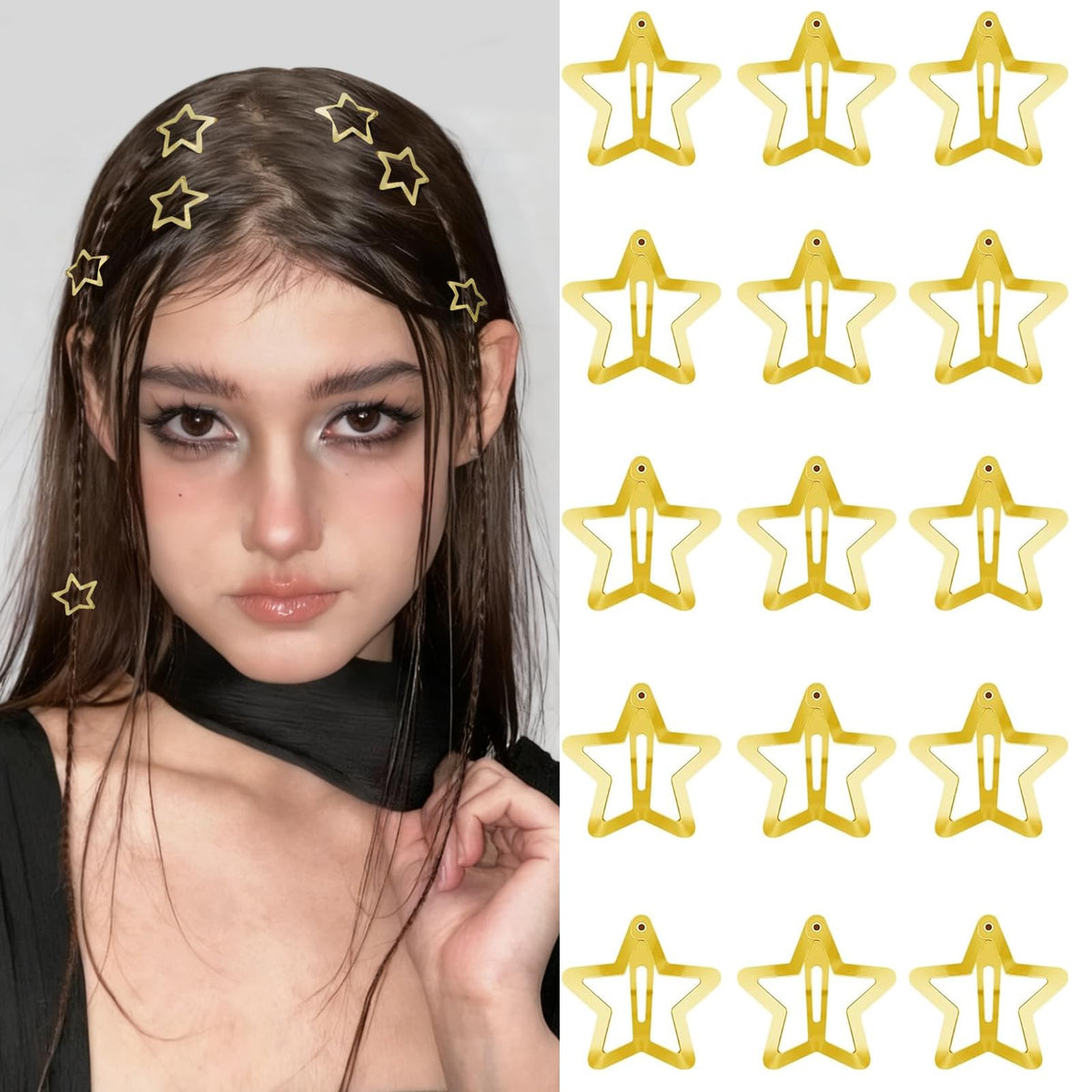 VIBILIA gold star front view showing shape and shine for chic styling