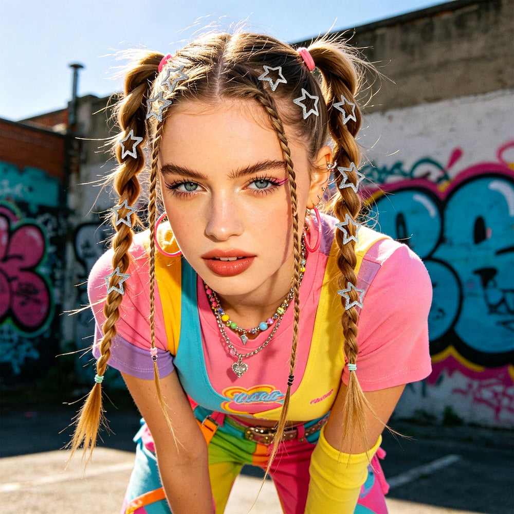 VIBILIA clustered clips in hair creating Y2K festival accent benefit standout style