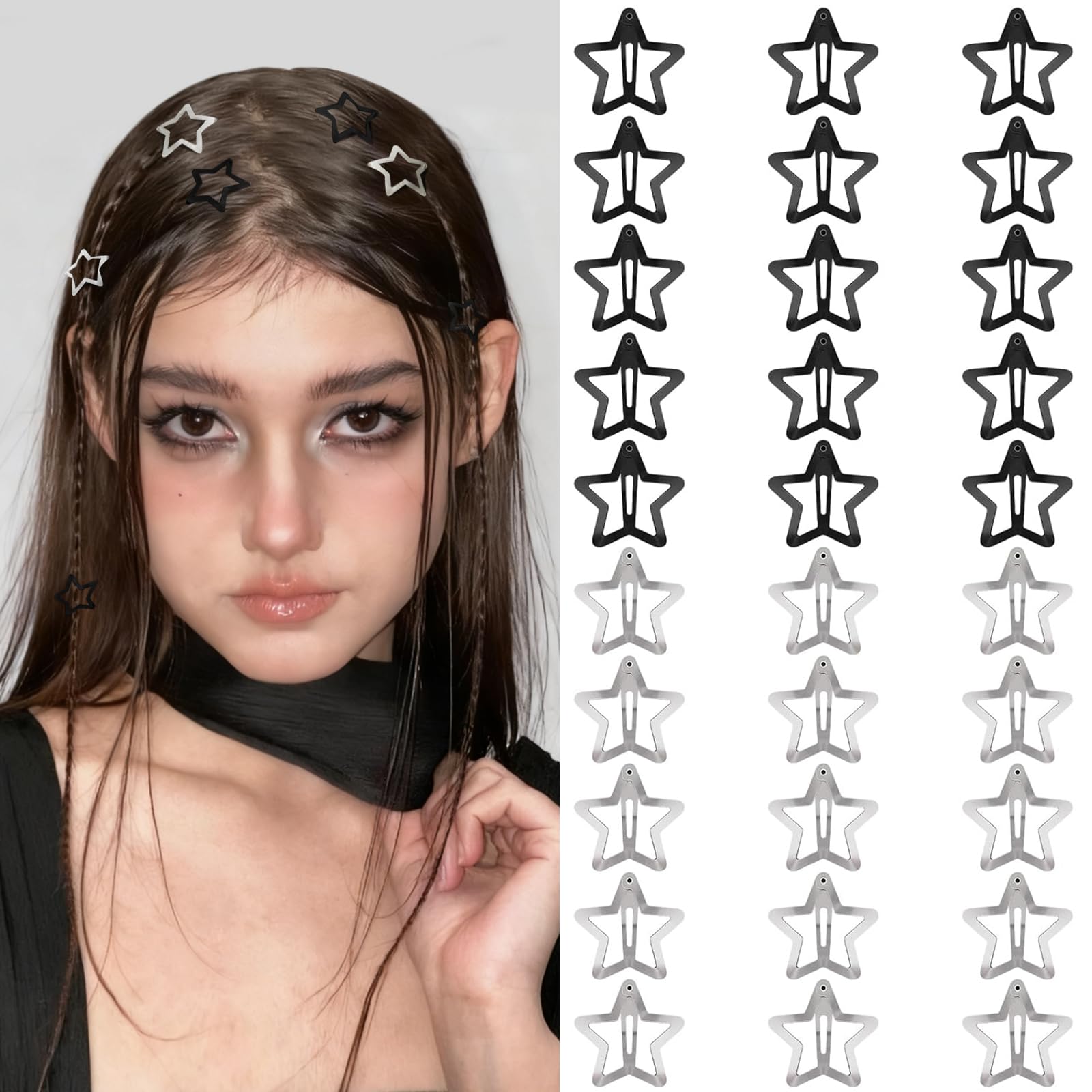 VIBILIA front view pack of 30 star clips showing variety and convenience