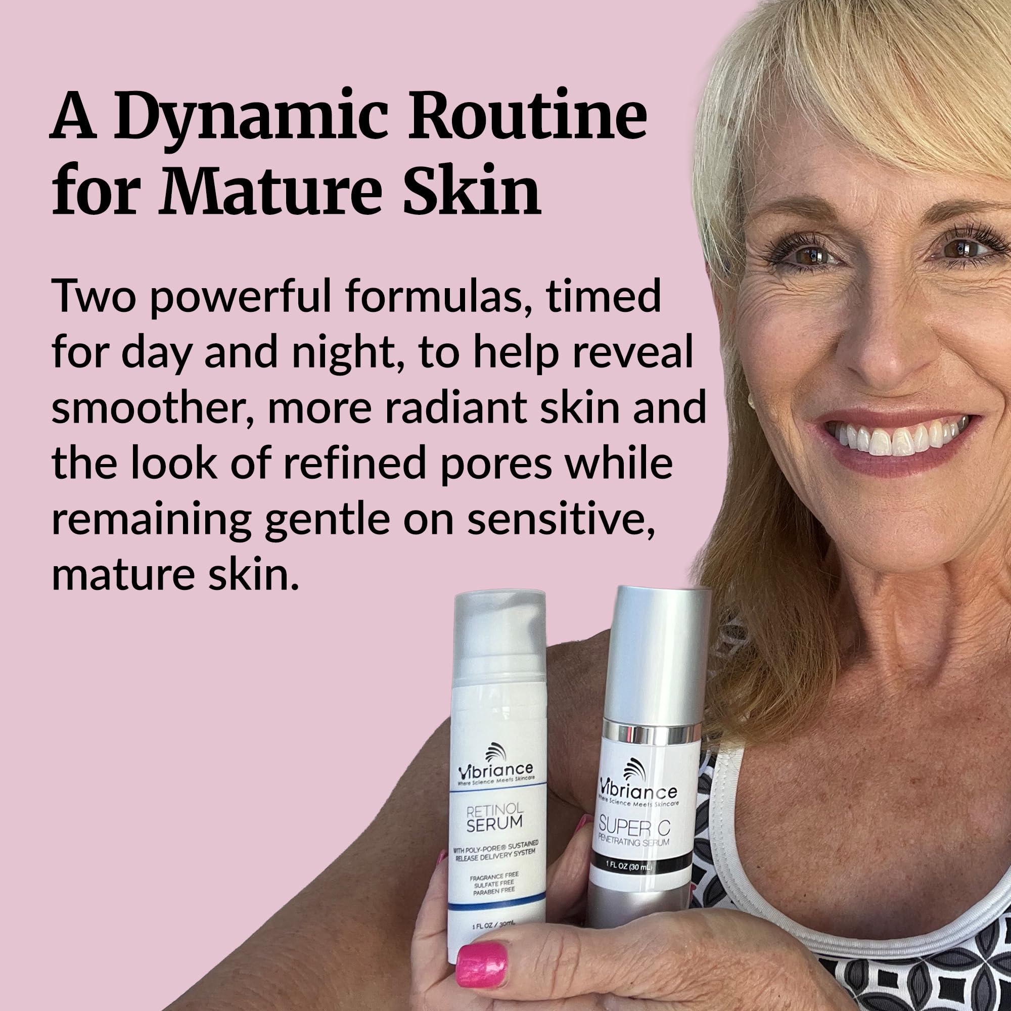Vibriance duo on bathroom vanity showing routine simplicity benefit
