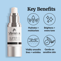 Vibriance serum on hand demonstrating lightweight feel and fast absorbency