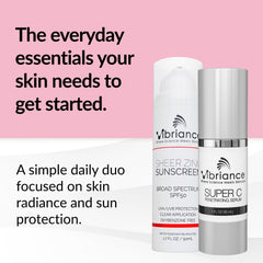 Vibriance Super C serum texture drop highlighting fast absorption and radiance benefit