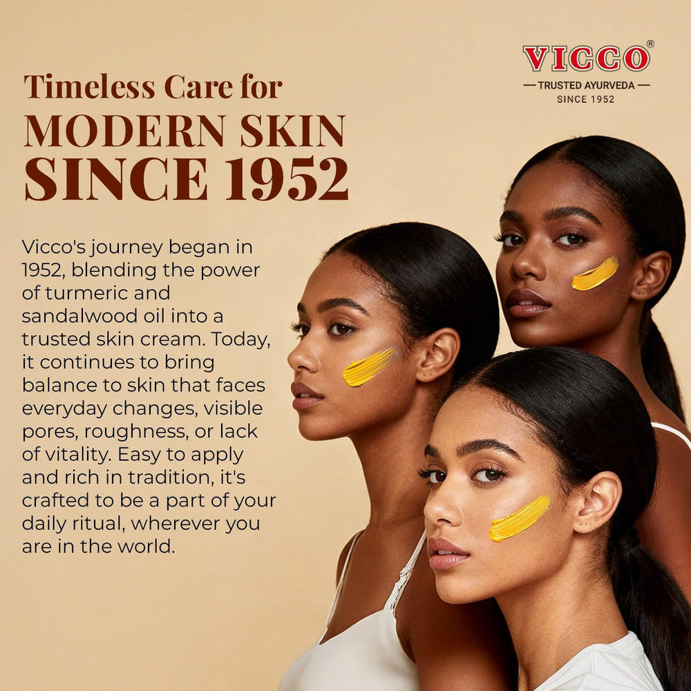 Vicco hand applying cream to cheek demonstrating quick-absorbing moisturizing benefit