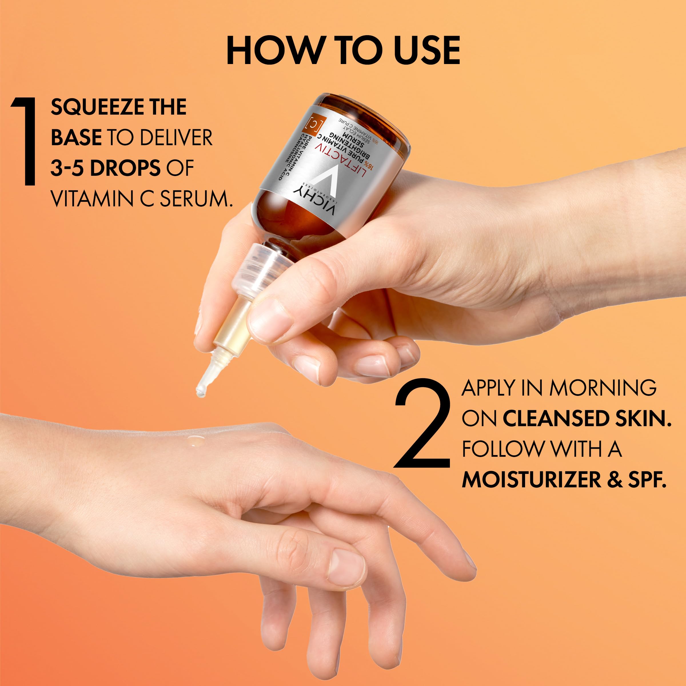 VICHY serum in a morning skincare routine with sunscreen for protection