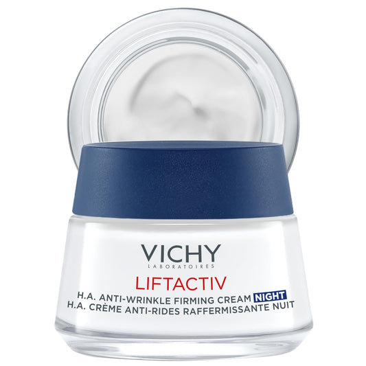 VICHY front jar shot showing product and branding, highlights visible anti-aging benefit