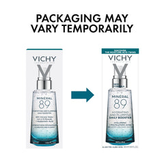 Vichy Mineral 89 bottle beside moisturizer illustrating layered routine benefit