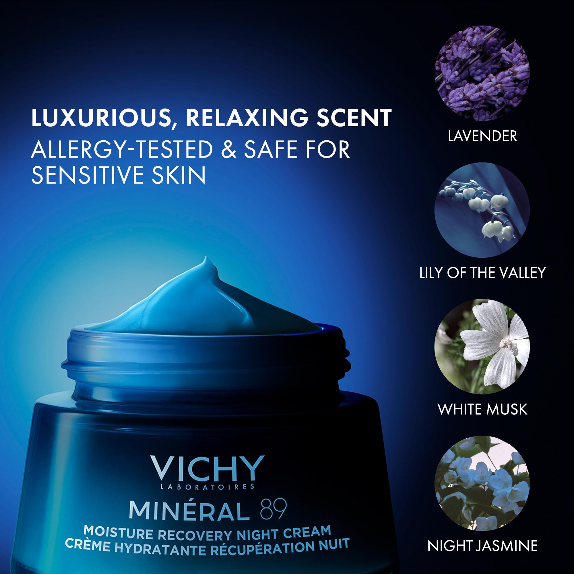 VICHY cream on hand to show true size and fast absorbing benefit