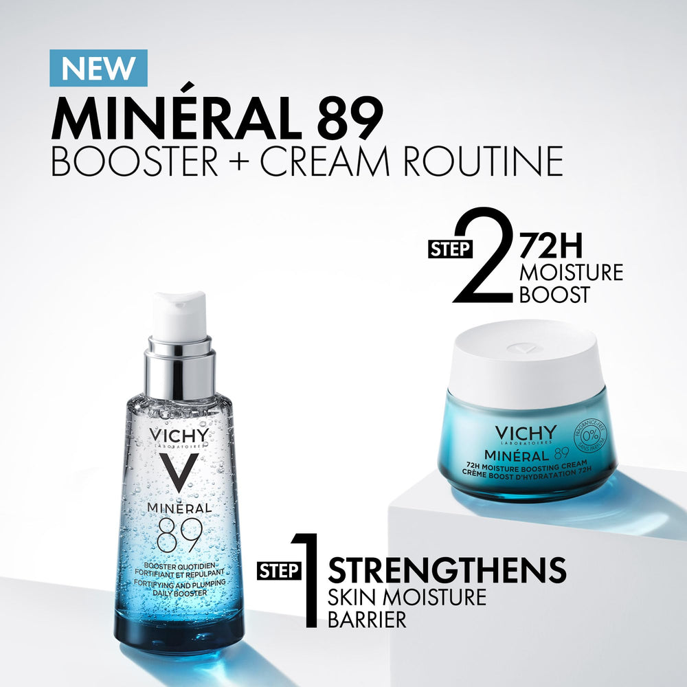 VICHY Minéral 89 label and ingredient list showing mineral and hyaluronic support