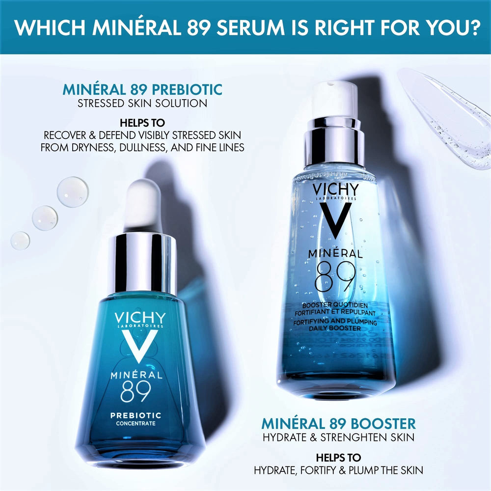 vichy bottle next to credit card showing compact size and travel-friendly benefit