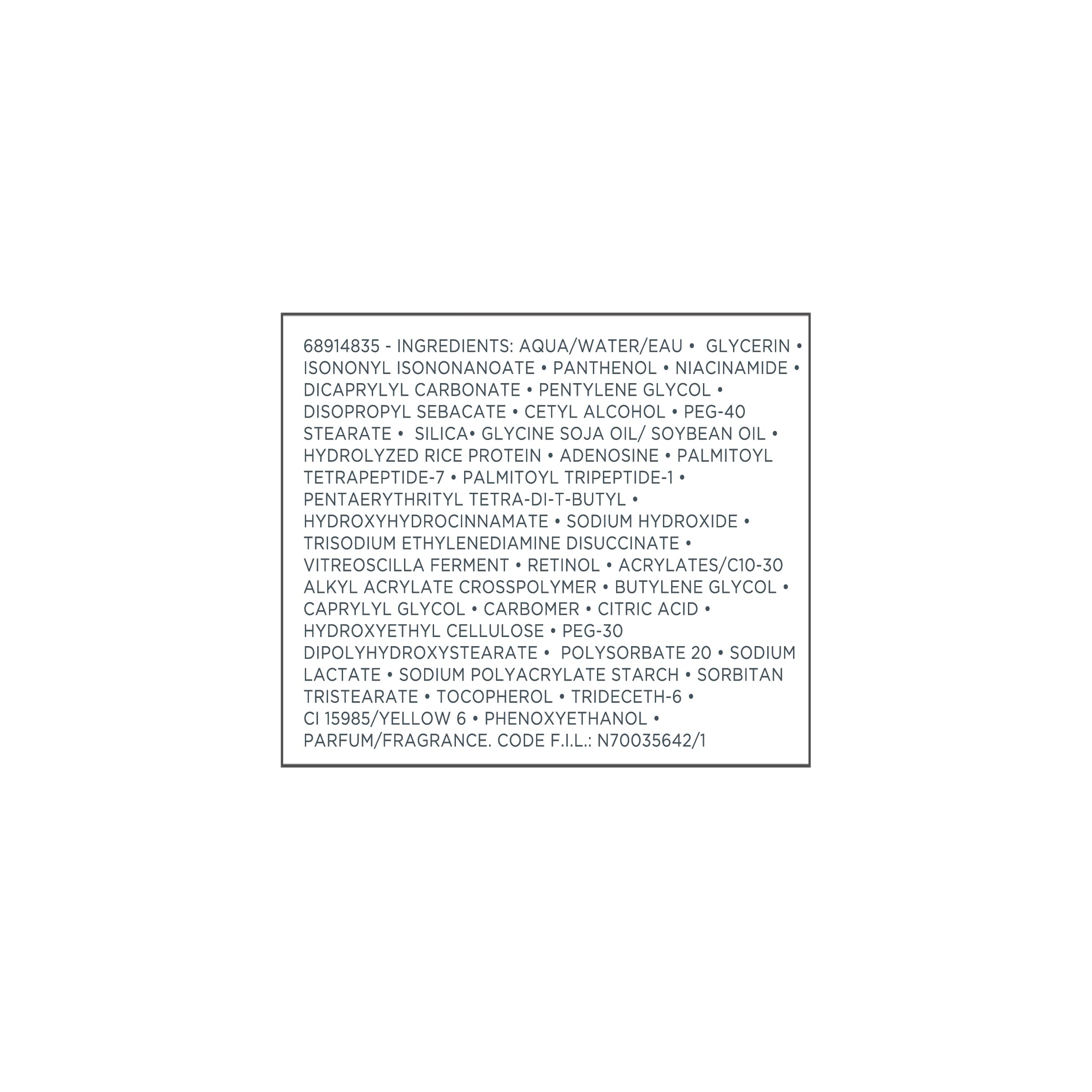VICHY packaging label close-up highlighting ingredient concentrations and guidance