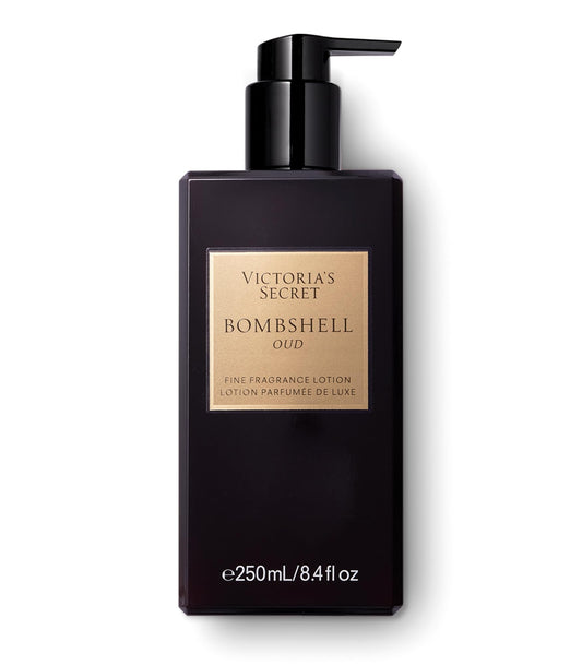 Victoria's Secret Bombshell Oud creamy lotion texture closeup, demonstrates smooth absorption