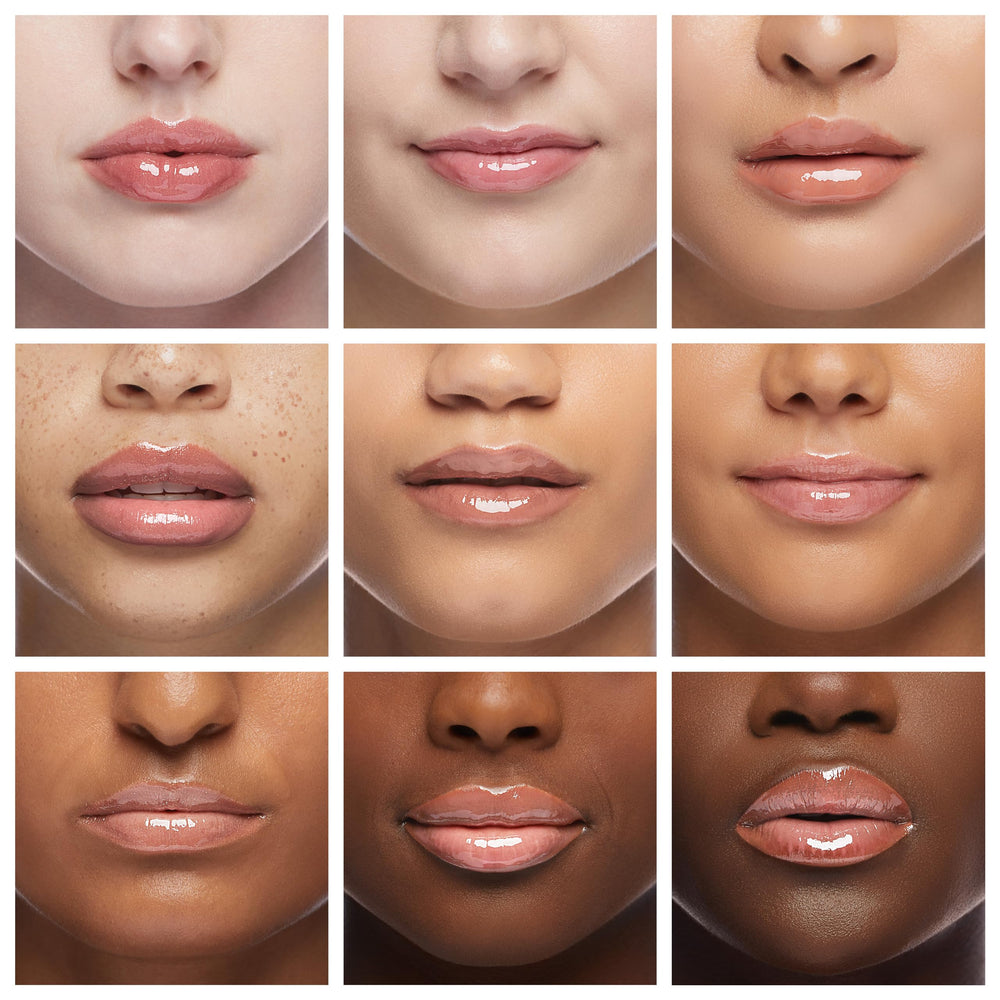 Victoria's Secret gloss on lips showing luminous finish and hydrated appearance benefit