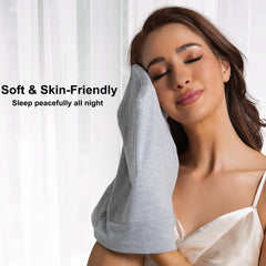 vidsel slouchy bonnet worn by model protecting curls overnight