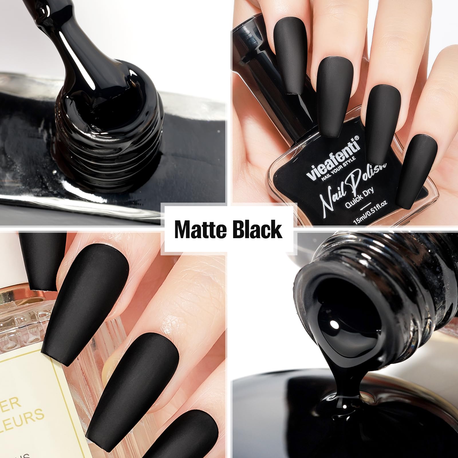 vieafenti nail swatch on model hand displaying opaque velvet finish and color payoff