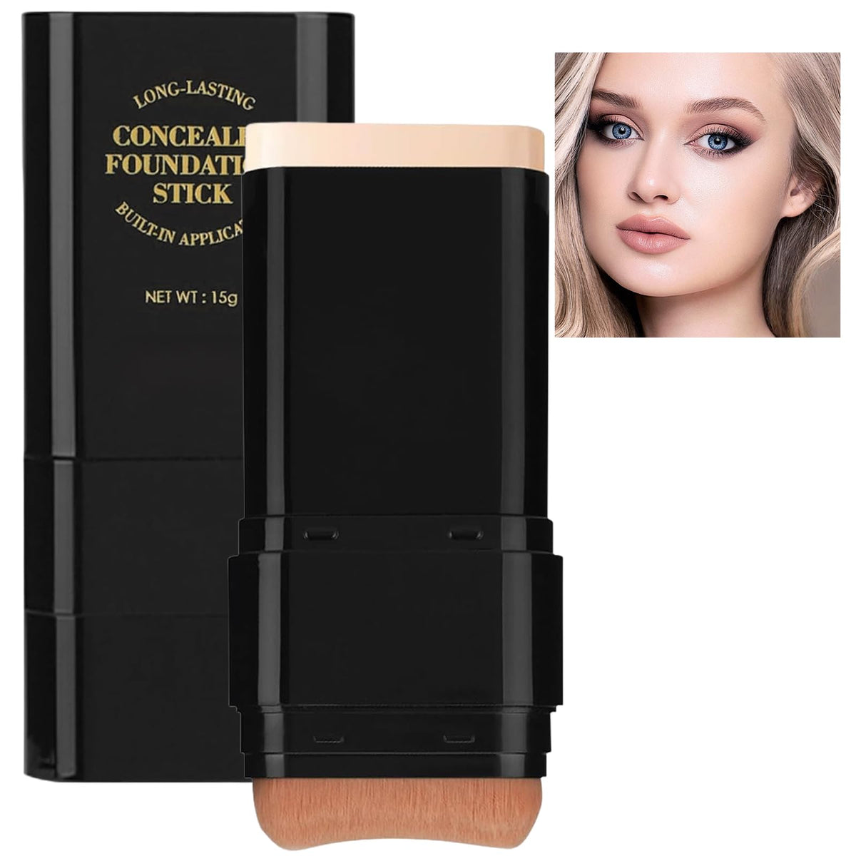 Vienflona foundation stick front view shows compact design and coverage benefit