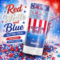 Woman wearing Vienflona glitter at parade showing long-lasting patriotic flair