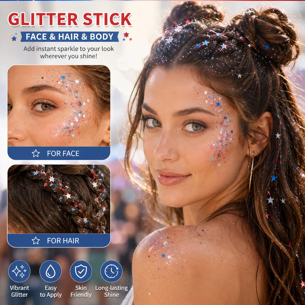 Vienflona glitter stick in hand to show compact travel-friendly size