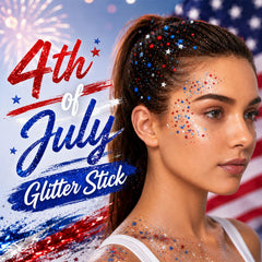 Vienflona glitter stick applied to cheek for instant festive shine