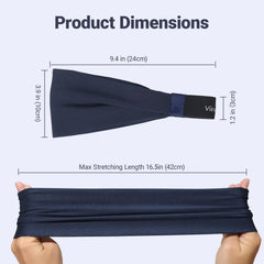 Viewind headband shown folded and wide to display styling versatility