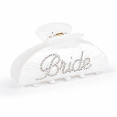 Vigorpace front view of clip showing rhinestone Bride lettering and elegant shine