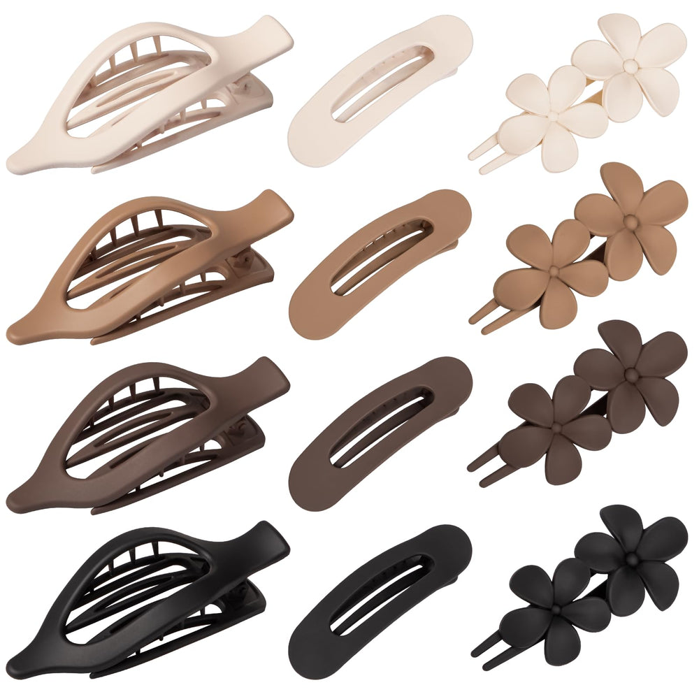 Vigorpace front packaging showing 12 flat claw clips and neutral colors benefits convenience
