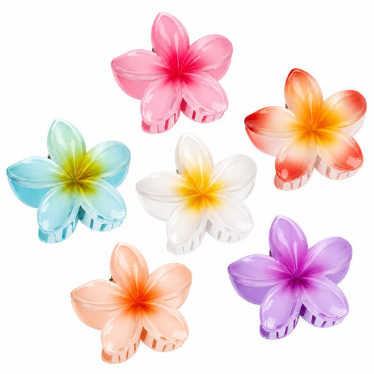 Vigorpace front view of six flower clips showing colorful set and easy storage benefit