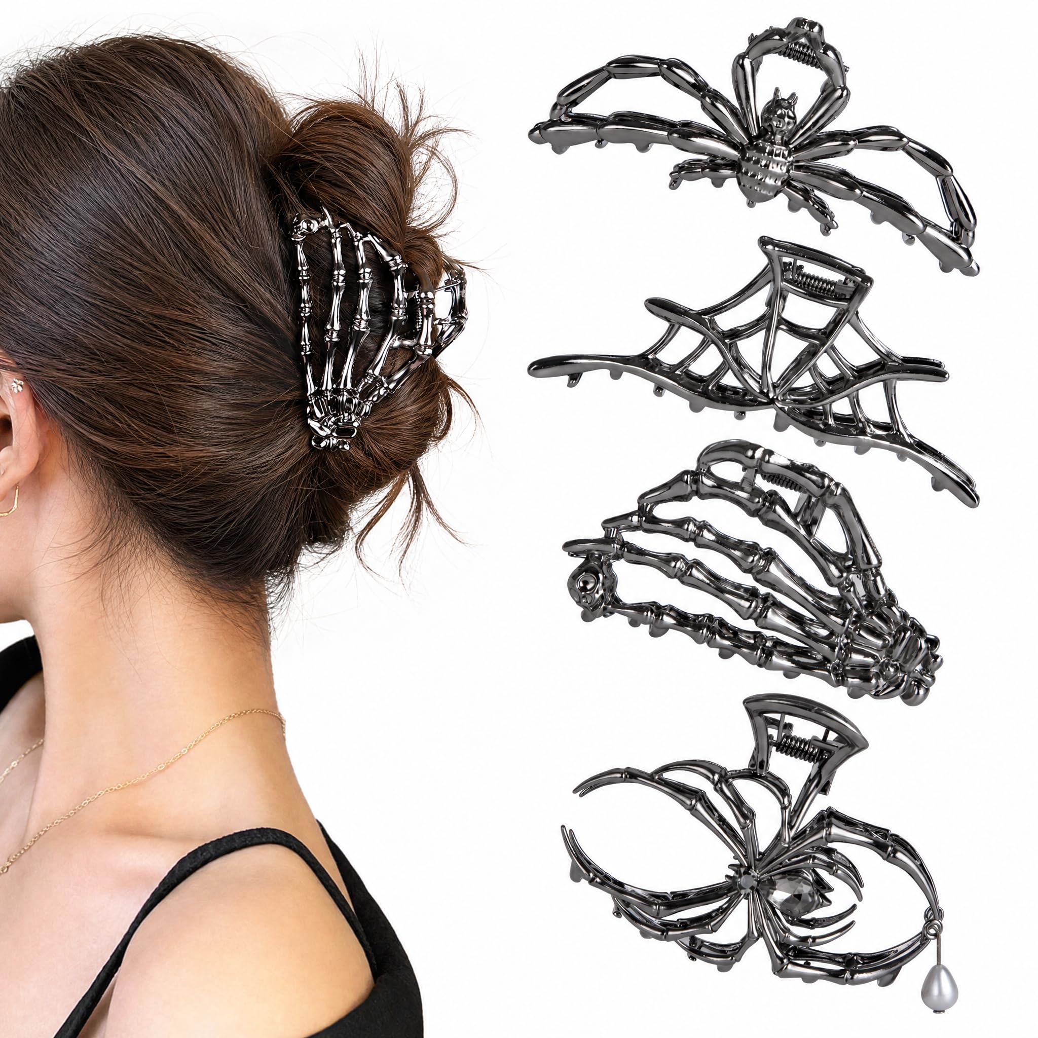 Vigorpace front view of four spider-themed clips showing set variety and grip