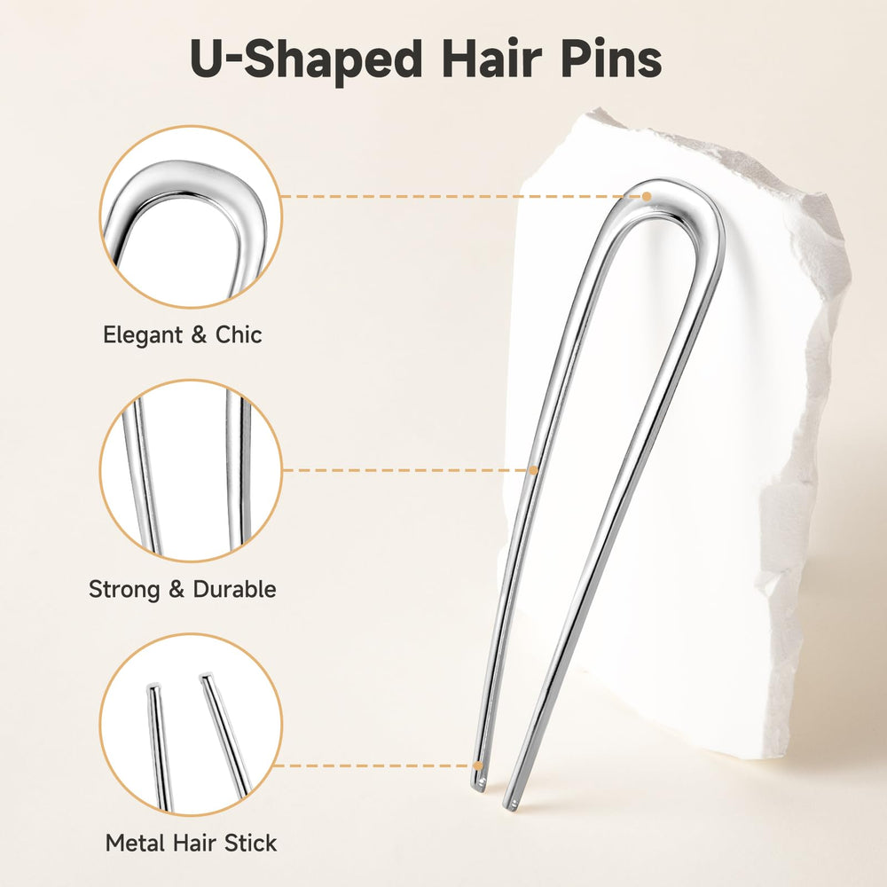 Vigorpace hair pins used in a French twist showing secure, smooth hold