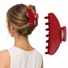 Vigorpace red claw clip front view showing glossy finish and strong hold