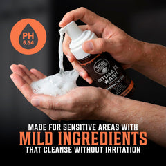 Viking Revolution bottle in hand to show 3.4 fl oz scale and portability benefit