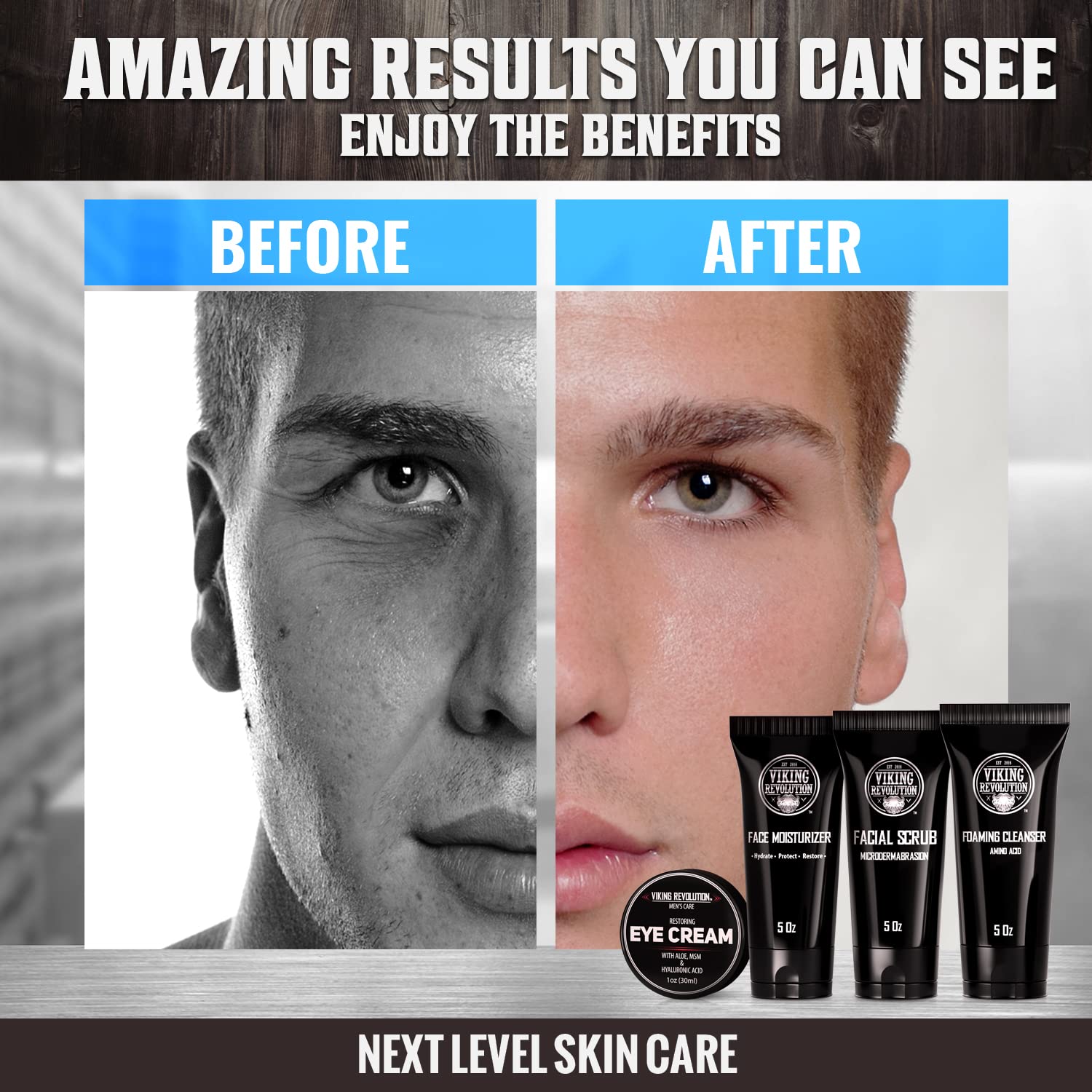 Viking Revolution foaming cleanser in hand demonstrating easy daily use