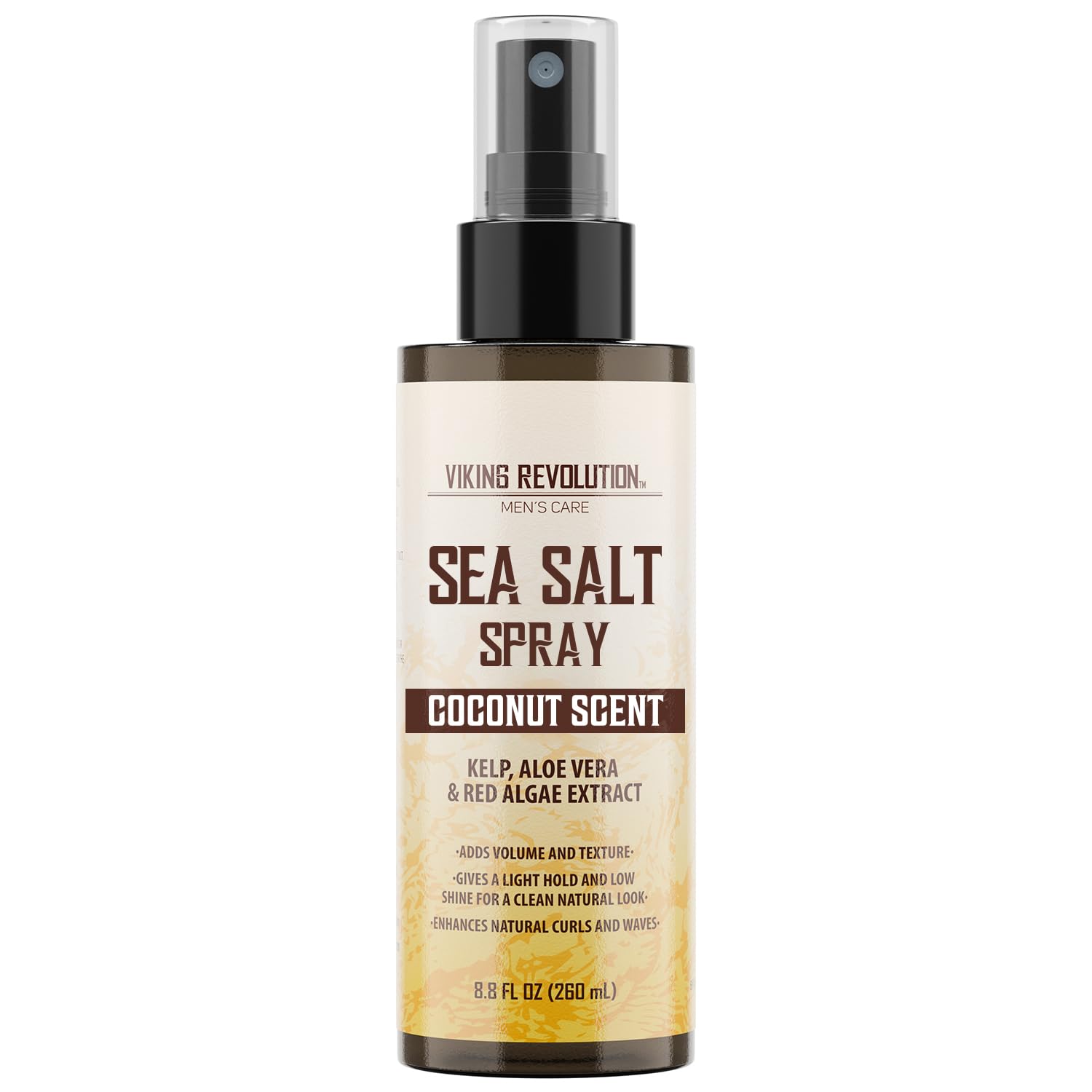 Viking Revolution front bottle showing coconut sea salt label and styling benefit