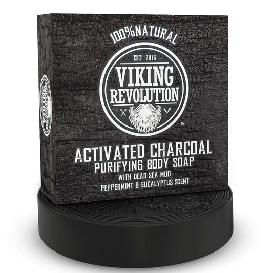 Viking Revolution front packaging showing charcoal soap and clean scent benefits