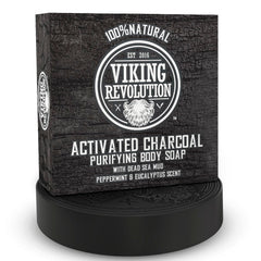 Viking Revolution front packaging showing charcoal soap and clean scent benefits