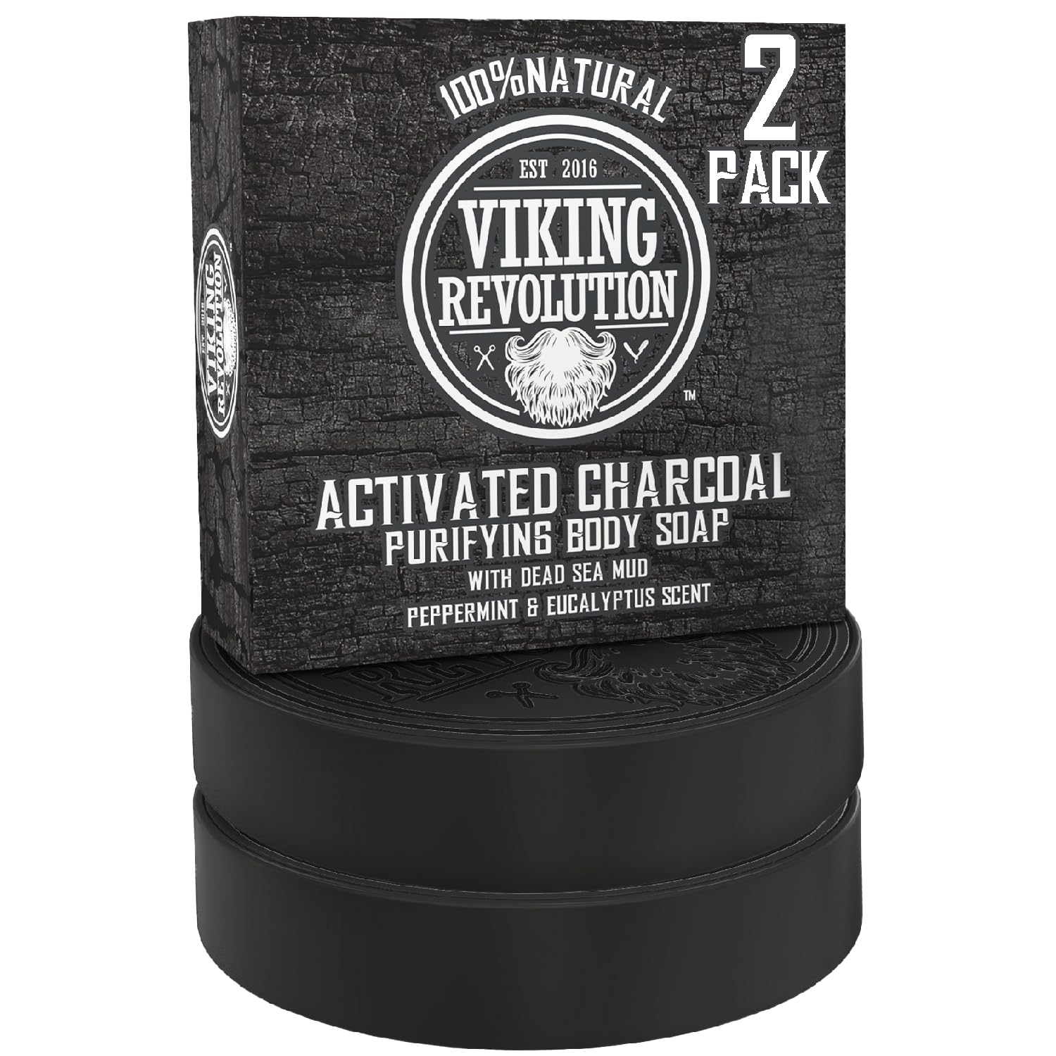 Viking Revolution front packaging showing charcoal soap benefits