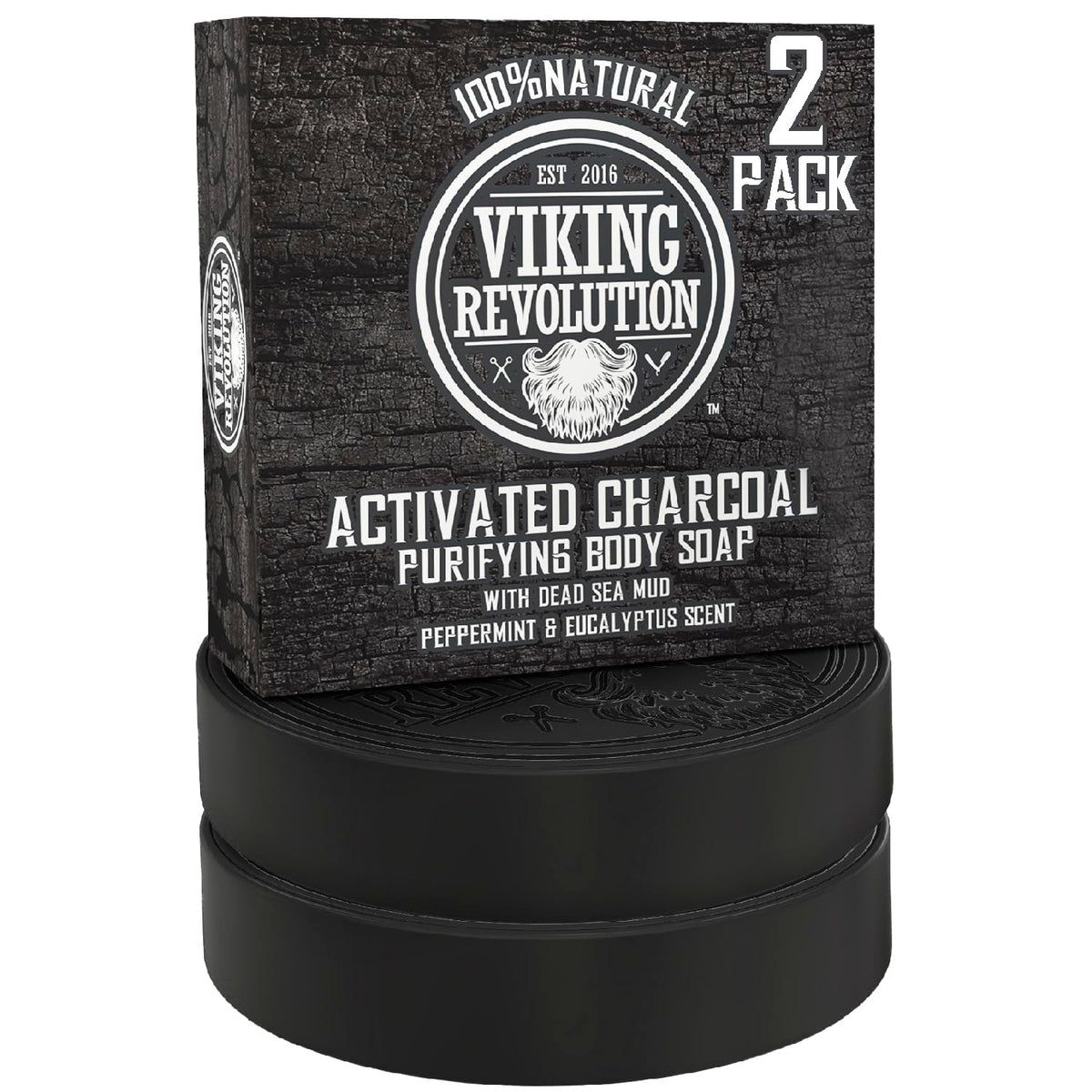 Viking Revolution front packaging showing charcoal soap benefits