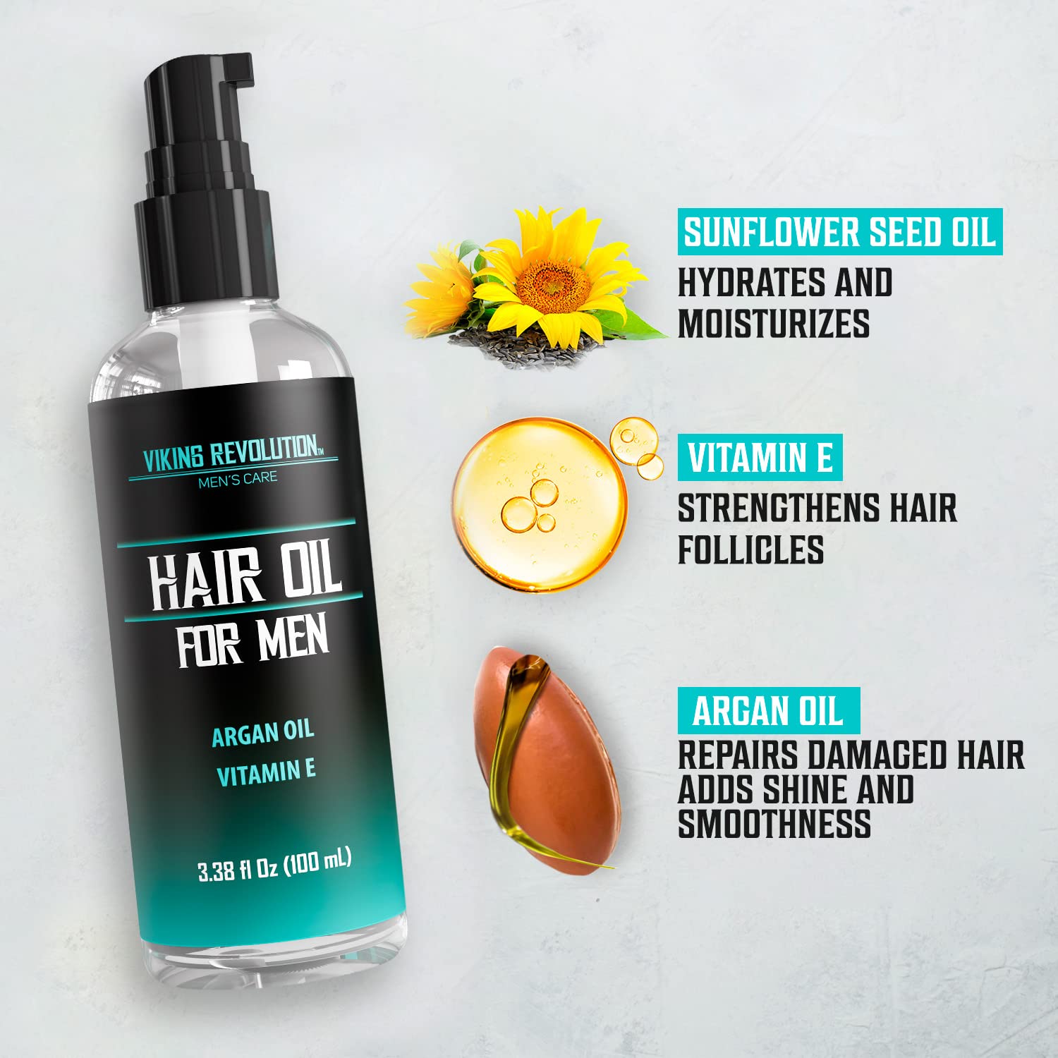 Viking Revolution hair oil pipette application smoothing strands and adding shine