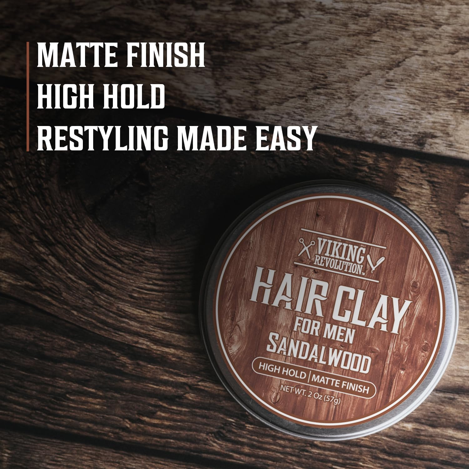 Viking Revolution hair clay swipe on fingers demonstrating matte control