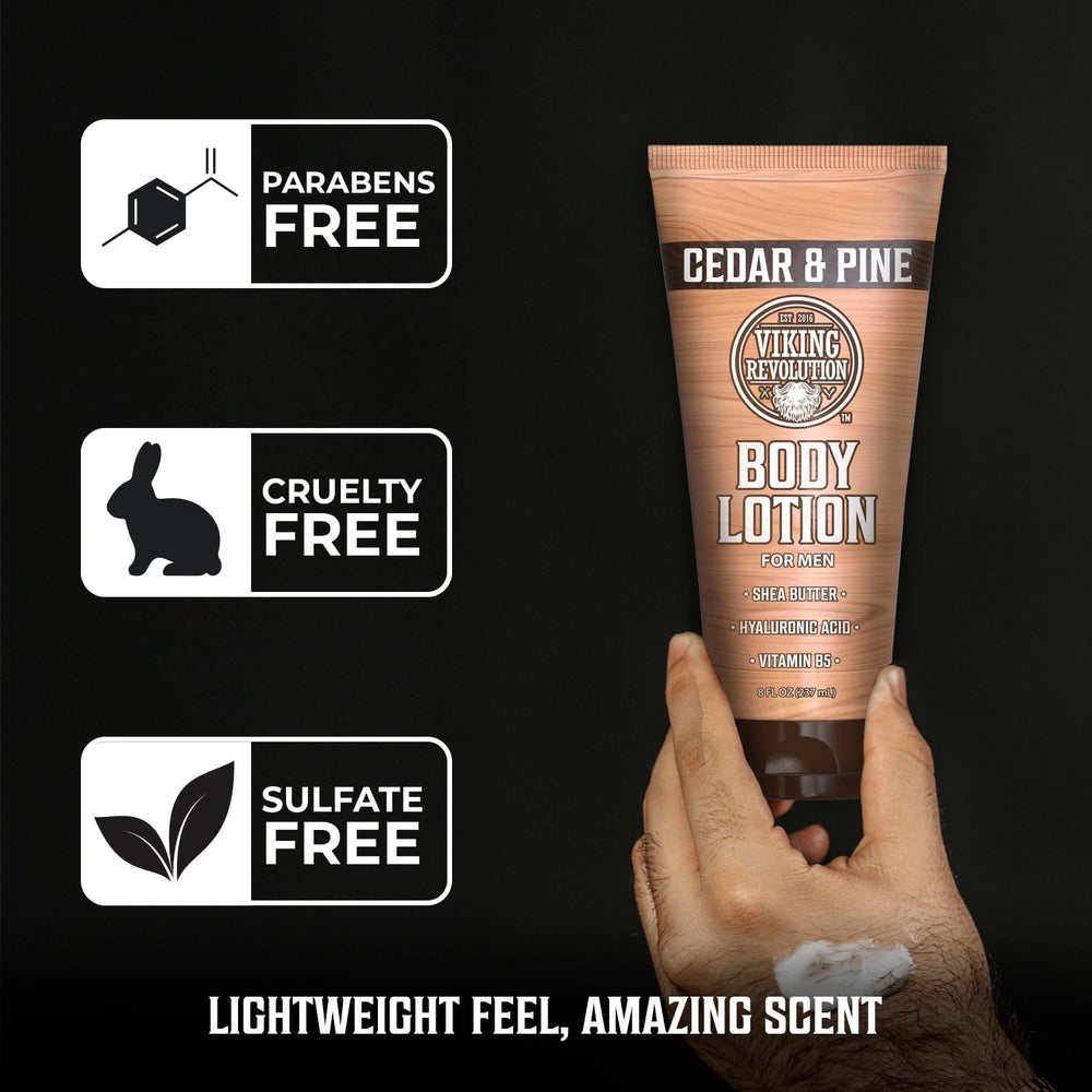 Viking Revolution applying lotion on forearm for instant hydration and smoothness