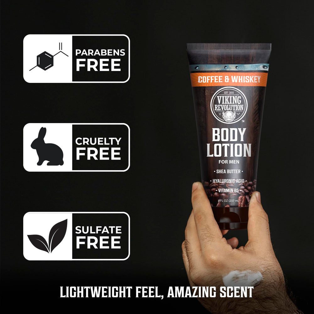Viking Revolution lotion on hand for scale showing non-greasy finish benefit