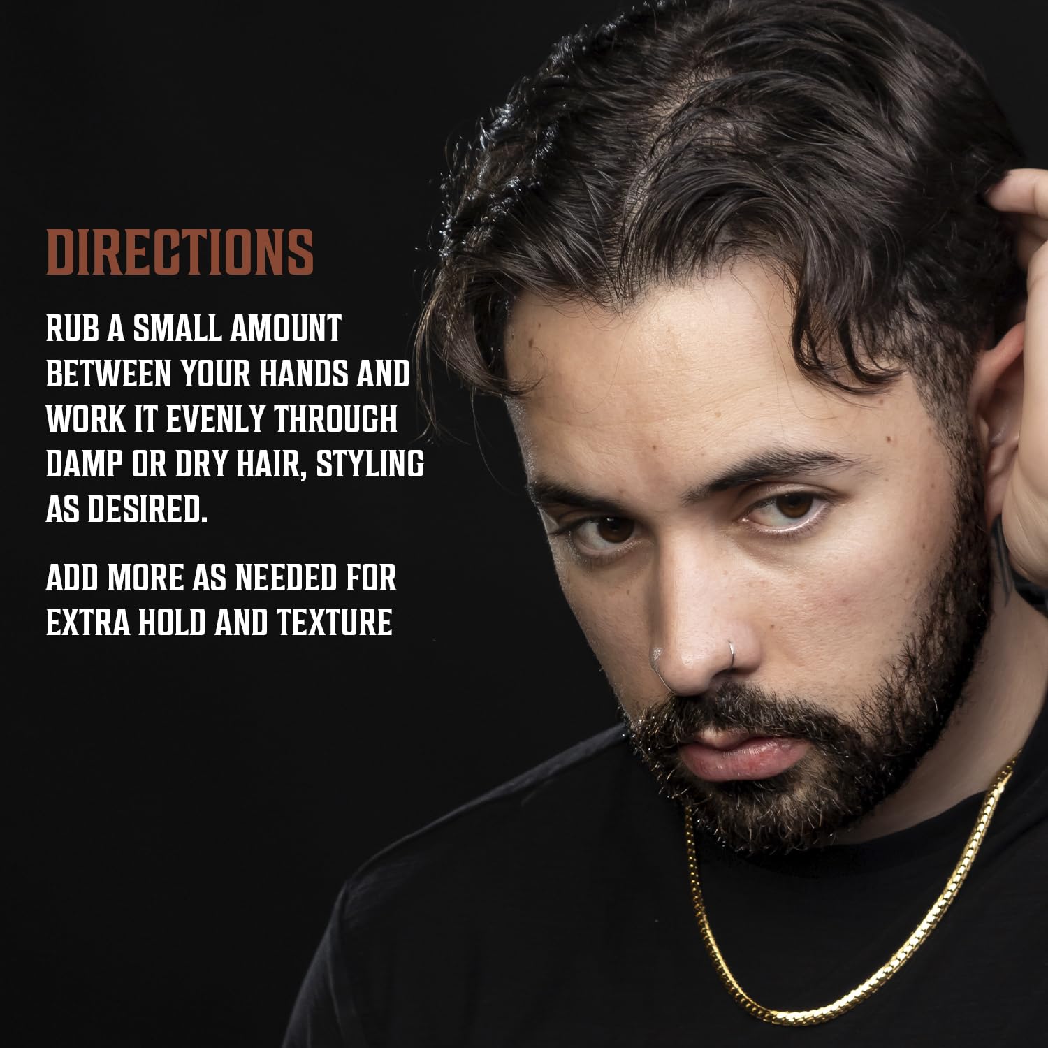 Viking Revolution used by man styling hair demonstrating natural matte finish benefit
