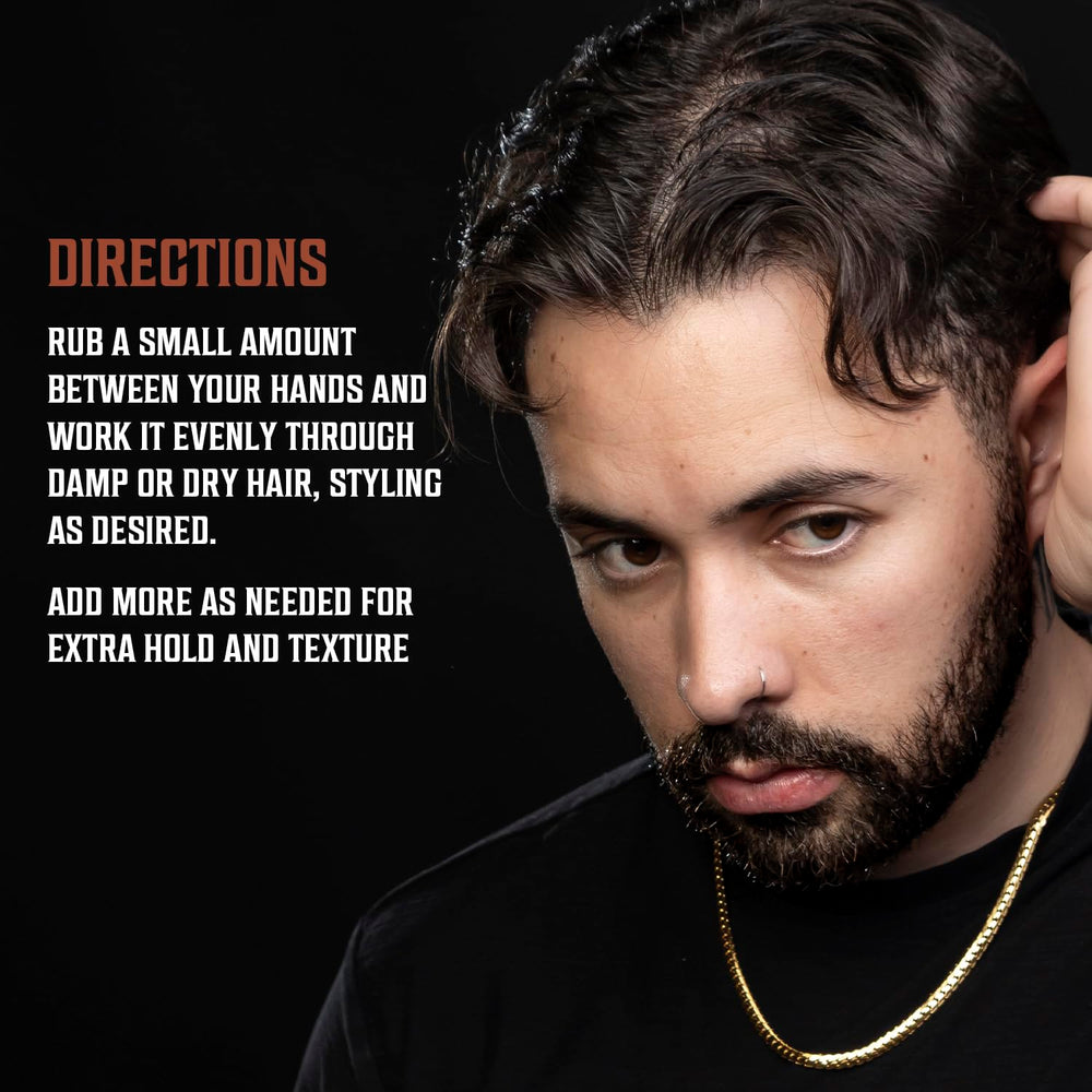 Viking Revolution used by man styling hair demonstrating natural matte finish benefit