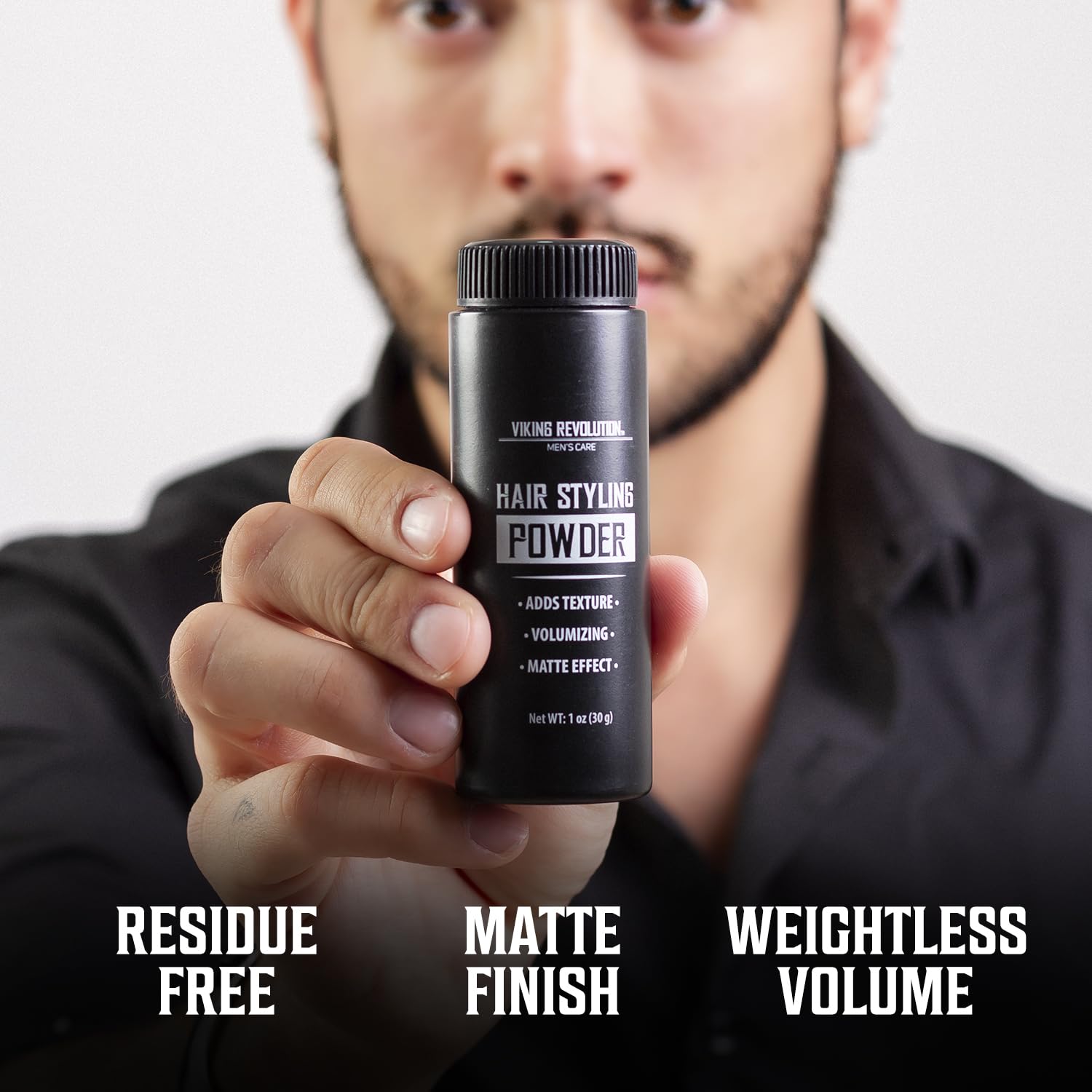 Viking Revolution open jar displaying powder texture for easy fingertip pickup benefit